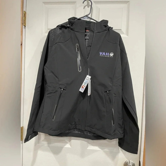 Vail Colorado Soft Shell Jacket for Women Size Large Black Removable Hood NWT - Picture 1 of 11